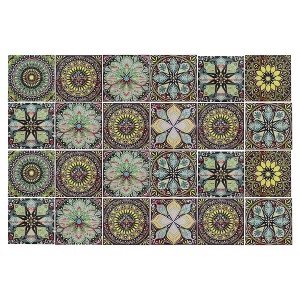 Unique Bargains PVC Tile Stickers 3.94"x3.94" Black Yellow 24 Pcs - 1 of 4