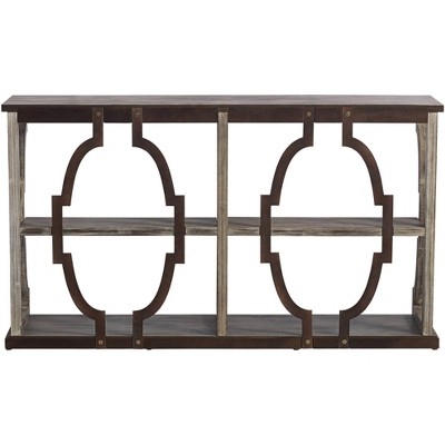 Crestview 64" Chestnut and White Wash Wood-Metal 3-Tier Console
