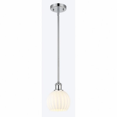 White Venetian - 1 Light Stem Hung Mini Pendant In Modern Style-8 Inches Tall and 6 Inches Wide