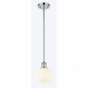 White Venetian - 1 Light Stem Hung Mini Pendant In Modern Style-8 Inches Tall and 6 Inches Wide - 1 of 1