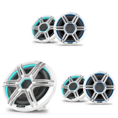 Garmin Fusion 2 Pairs Apollo AP-FL88SPW 8.8" LED Marine Speakers Sport Grills, White, Pair with Garmin Fusion Apollo AP-SL10SPW 10" LED Marine Subw...