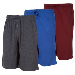 3 Pack Mens Jersey Shorts with Pockets and Drawstring – Soft Men's Lounge Shorts for The House, Sleep PJ, Pajamas – Up to 3XL - 1 of 4