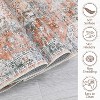 Acekool 8x10 Vintage Medallion Area Rug, Machine Washable Distressed Blue/Brown Non-Slip Stain Resistant Carpet for Living Room, Bedroom - 3 of 4