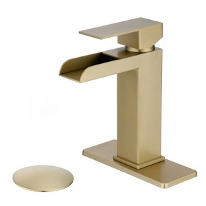 PROOX Single-Handle Single-Hole Waterfall Spout Bathroom Faucet with Deckplate and Drain Assembly - 1 of 4