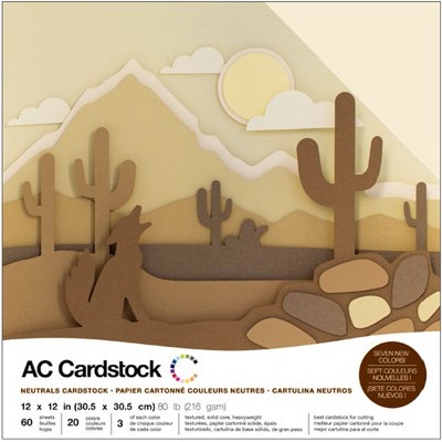 American Crafts Variety Cardstock Pack 12"X12" 60/Pkg-Neutrals