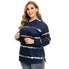 WhizMax Women Plus Size Striped Color Block hoodie Drawstring Long Sleeve Hooded Pullover Sweatshirt - 3 of 4