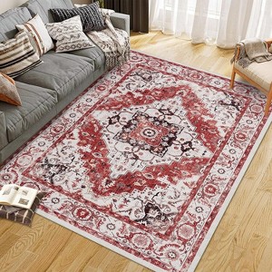 Soft, Durable Boho Area Rug – Large, Stain Resistant, Machine Washable, Non-Slip Vintage Carpet for Living Room, Kitchen, Nursery - 1 of 4