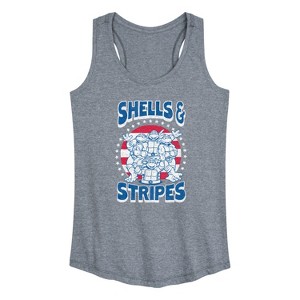 Women's - Teenage Mutant Ninja Turtles - Shells And Stripes Graphic Racerback Tank - 1 of 4
