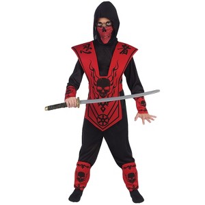 Fun World Boys' Skull Ninja Costume - Size 4-6 - Red - 1 of 2