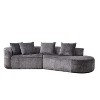 114-Inch Chenille 4-Seater Oversized Sectional Sofa with Deep & Wide Seats, Curved Design & 4 Pillows for Living Room or Bedroom - 4 of 4