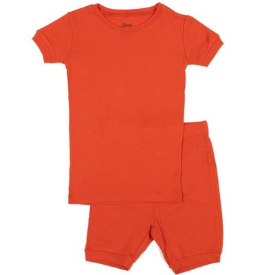 Leveret Kids Two Piece Cotton Short Pajamas Solid Orange 5 Year : Target