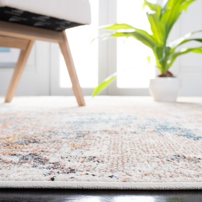 Ivory and Yellow Abstract Synthetic Area Rug, 4'5" x 6'5"