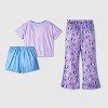 Girls' Snoopy 3pc Pajama Set - Blue - 2 of 4