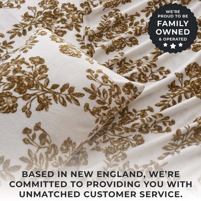 Full Olive Toile Print Velvet Plush Microfiber Sheet Set