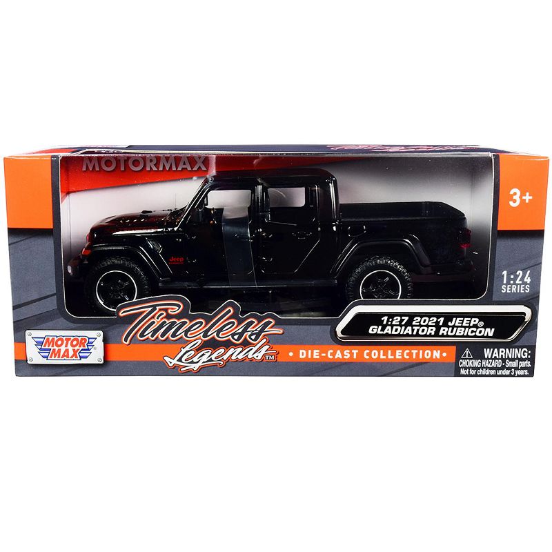 2021 Jeep Gladiator Rubicon (Closed Top) Pickup Truck Black 1/24-1/27 Diecast Model Car by Motormax, 3 of 4
