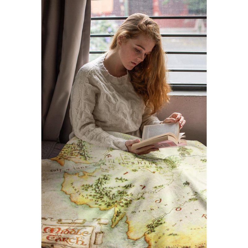 Lord Of The Rings Full Middle Earth Map Design Plush Throw Blanket 46' x 60' Multicoloured, 5 of 6