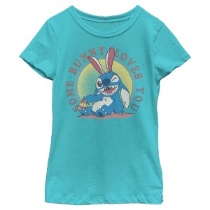 Girl's Lilo & Stitch Some Bunny Loves You T-Shirt - 1 of 4