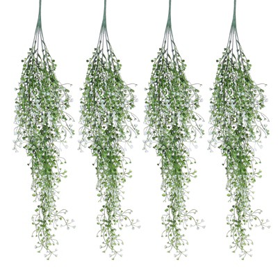 Unique Bargains Artificial Hanging Plants Plastic Fake Ferns Hanging Vines for Home Garden