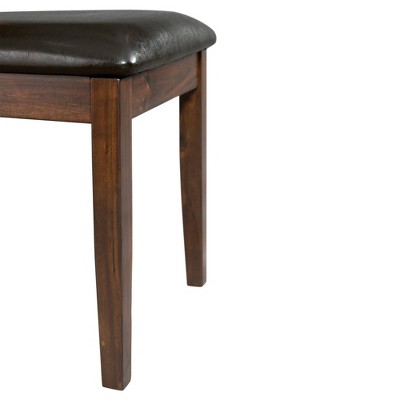 Cherry Faux Leather Upholstered Cross Back Side Chair Set