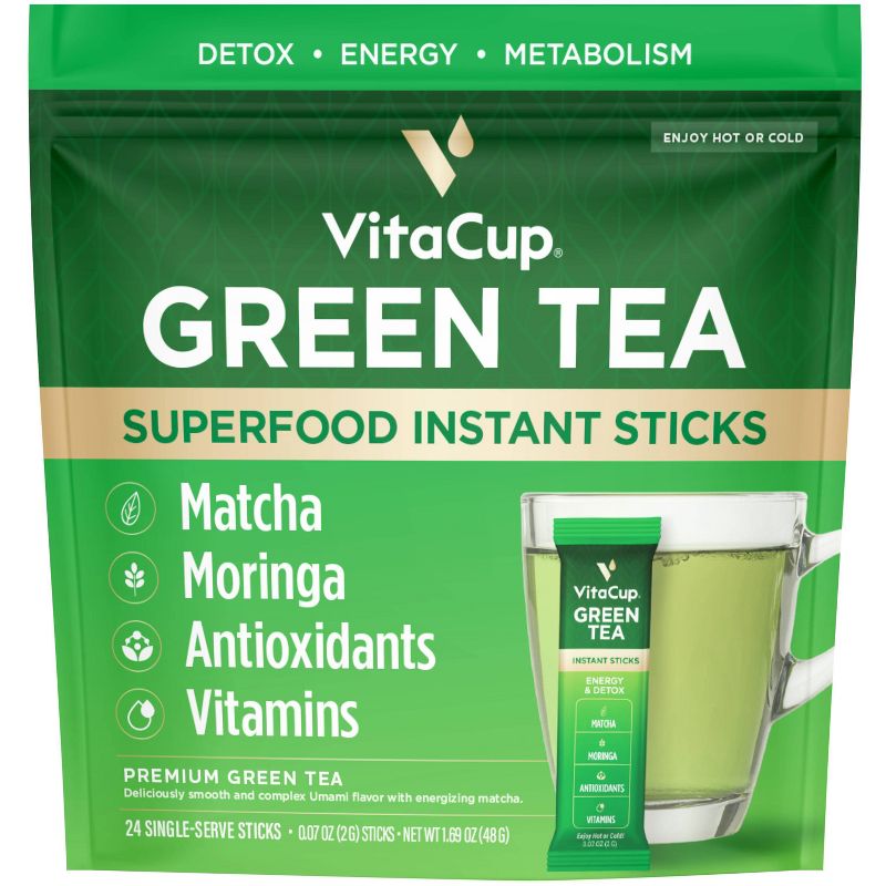 VitaCup Green Tea Instant Sticks - 24ct, 1 of 8