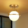 PAKOKULA Modern 1-Light Gold Semi-Flush Mount Ceiling Light Fixture with Globe Frosted Glass Shade - 2 of 4