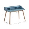 INFURNIC Desks Mid Century Modern Wood Writing Desk with Hutch and Open Pigeonholes for Storage, Blue, 43.3"*24.5"*36.8" - 2 of 4