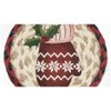 Earth Rugs Round Red Mitten Coaster – 7" Braided Jute Mat with Hand-Stenciled Christmas Mitten in Bold Red and Winter White on Natural Fiber - 3 of 3