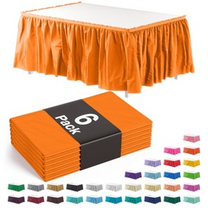 Crown Display 6 pack Disposable Plastic Tableskirts - 29" x 14 Ft ruffled Table Skirt with Adhesive Strip - 6 Count - 1 of 4