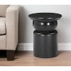HomeRoots 20" Black Solid Wood Round Drum End Table - 2 of 4