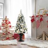 Costway Set of 2 Pre-lit 4ft Snowy Christmas Entrance Tree 4FT w/ 100 LED Lights - 3 of 4