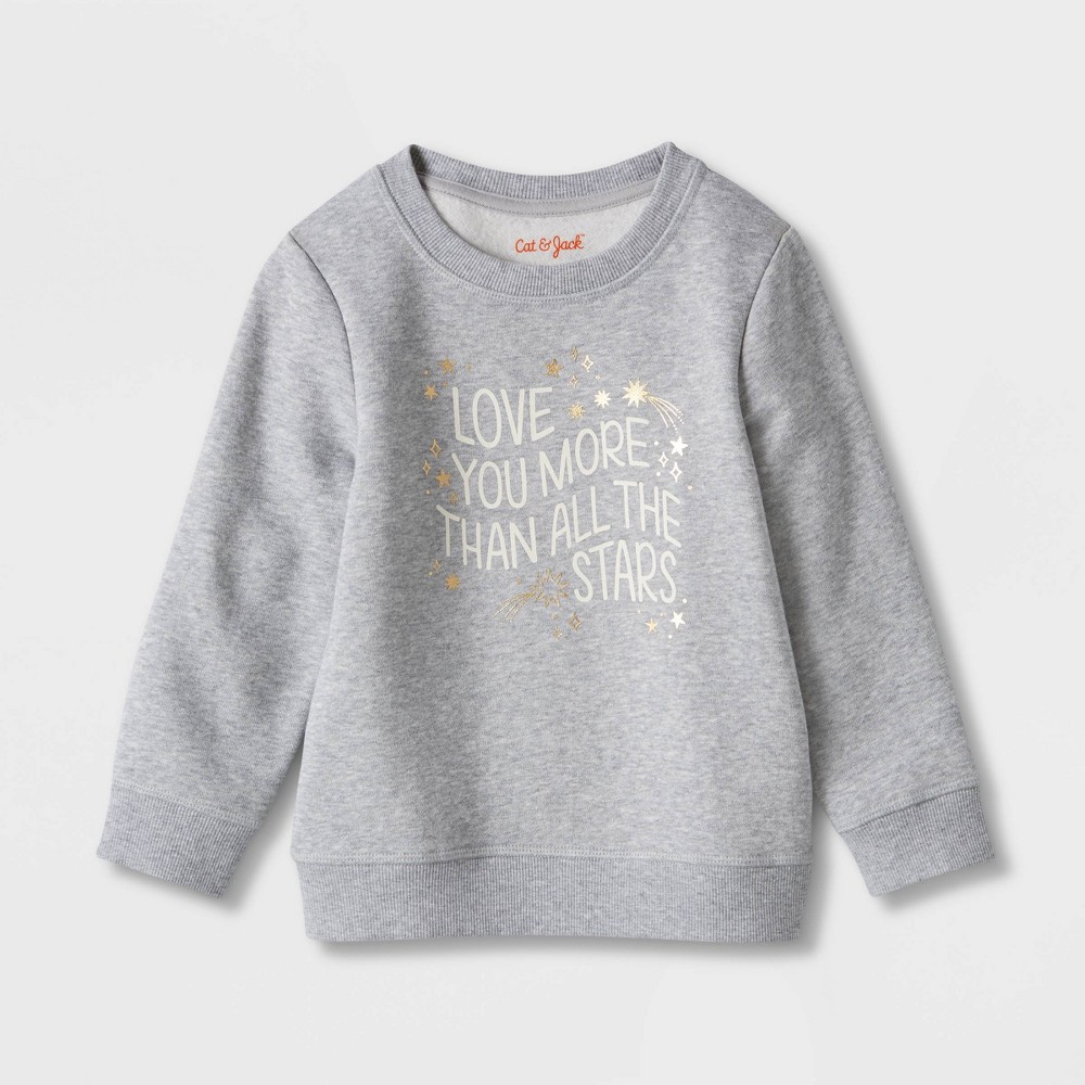 Toddler Girls' Fleece Pullover Sweatshirt - Cat & Jack Gray 3T