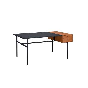 Pamella 2 Shelf Leaning Desk - Honey Brown / Charcoal - Safavieh : Target
