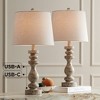 360 Lighting Jordanna 26" High Candlestick Farmhouse Rustic Country Cottage Table Lamps Set of 2 USB Port White Distressed Finish Living Room Charging - 2 of 4