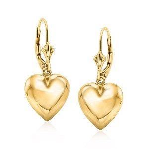 Ross-Simons 14kt Yellow Gold Puffed Heart Drop Earrings - 1 of 4