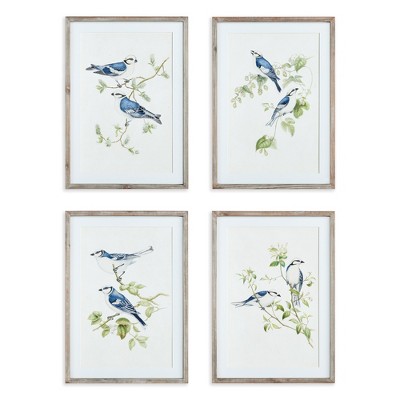 Plum & Post Blue Birds Prints, Set Of 4