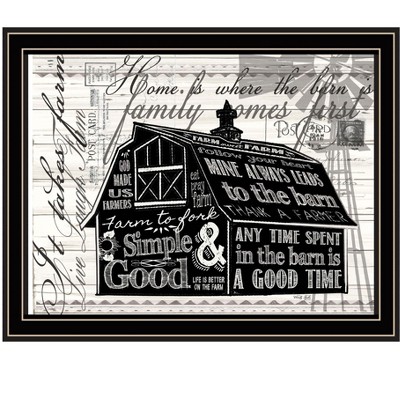 HomeRoots SIMPLE & GOOD BARN Black Framed Print Wall Art