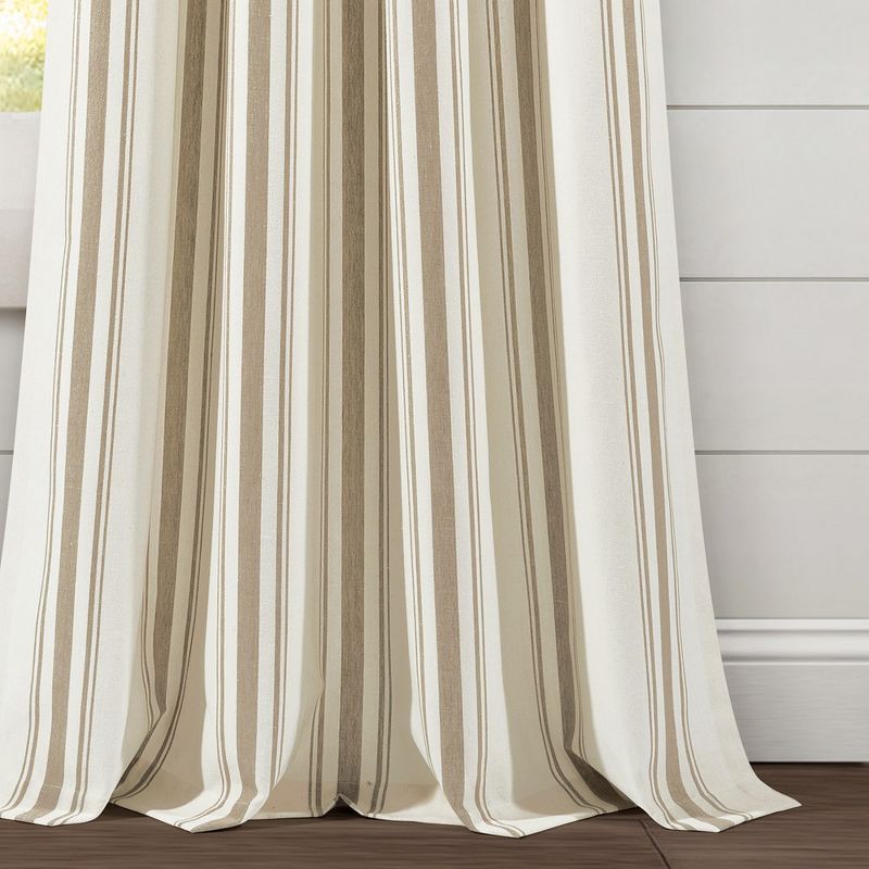 Farmhouse Stripe Yarn Dyed Eco-Friendly Recycled Cotton Window Curtain Panels Neutral 42X95 Set, 4 of 6