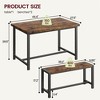 3 Piece Dining Table Set for 4 with Space-Saving Benches, Tabletop, Steel Frame, Modern Farmhouse Kitchen Table - 2 of 4