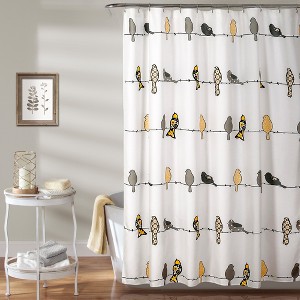 Bird Shower Curtain Yellow/Gray - Lush Decor