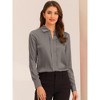 INSPIRE CHIC Women's Elegant V Neck Long Sleeve Office Work Satin Shirt - 2 of 4