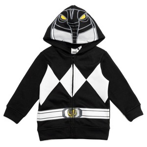 Power Rangers Blue Ranger Red Ranger Black Ranger Fleece Zip Up Hoodie - 1 of 4