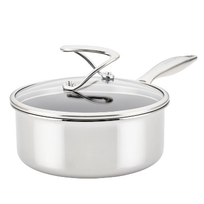 1.5qt Stainless Steel Sauce Pan with Straining Lid Silver - Figmint™