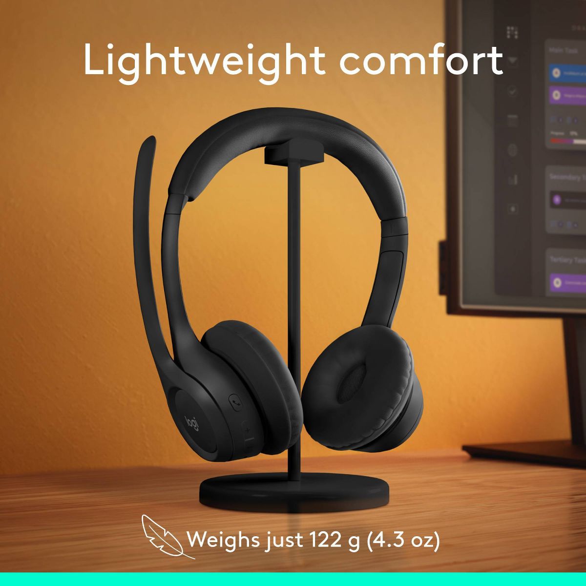 Logitech Zone 300 Bluetooth Wireless Headset - Black: Hands-Free, Multi-Pairing, USB-C - thumbnail 8