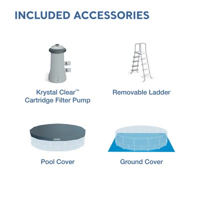 Intex 12 ft Round Blue Metal Frame Above Ground Pool