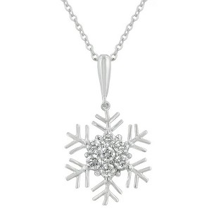 ShineHigh Snowflake Cubic Zirconia Pendant Necklace with Rhodium Plating – Sparkling Holiday Symbol on 16"+2" Adjustable Chain - 1 of 1