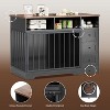 48" Large Dog Crate Furniture, Farmhouse Dog Kennel with Built-in Dog Bowl, 3 Drawers & Open Shelves, Heavy-Duty Wooden Dog Crate Table - 4 of 4
