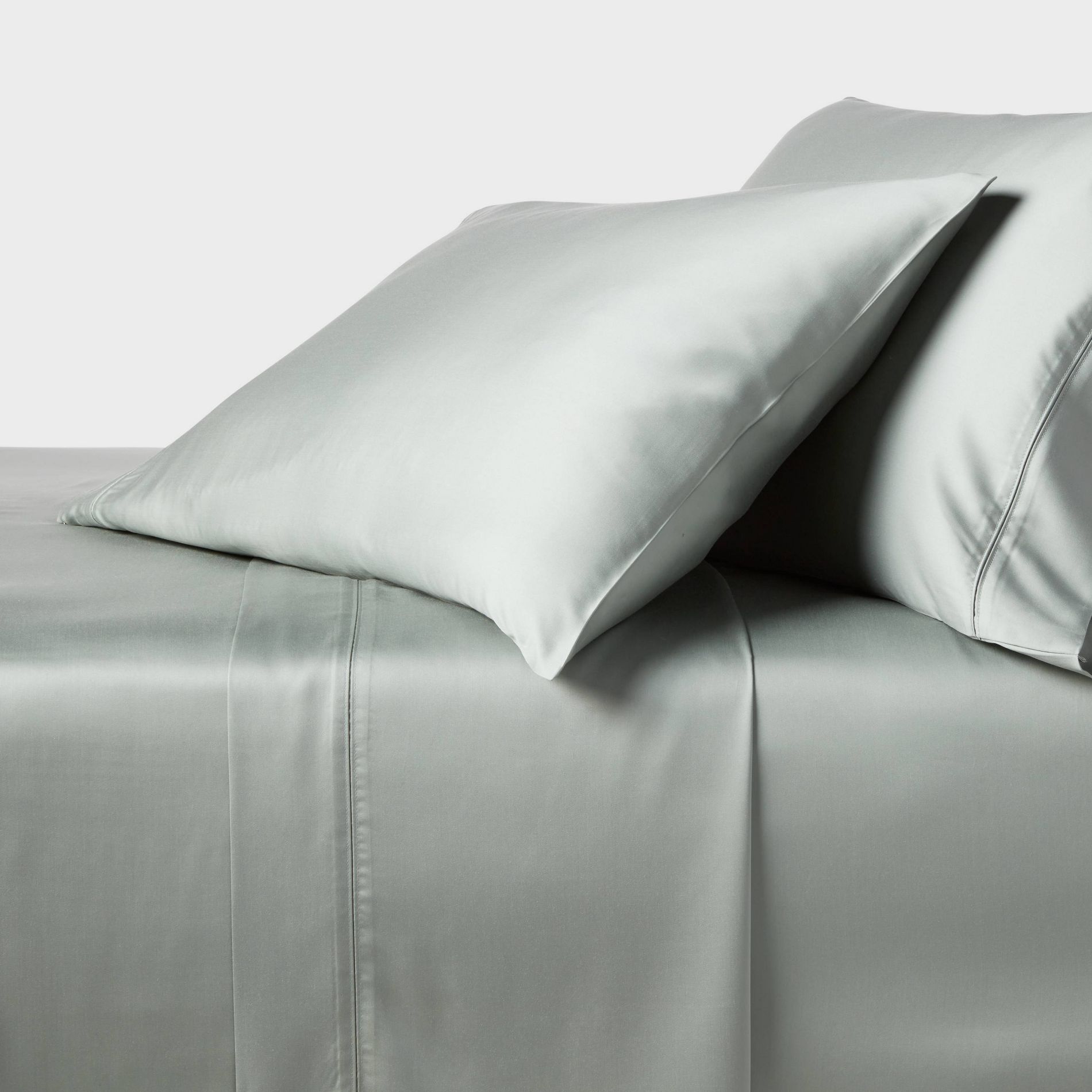 Full 320 Thread Count Cool TENCEL® Lyocell Sheet Set Gray Chalk - Threshold™: Satin Weave, 4-Piece, OEKO-TEX Certified