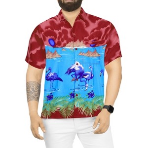 LA LEELA Men's Hawaiian Shirts Short Sleeve Button Down Shirt Mens Holiday Shirts Summer Beach Casual Aloha Tropical Shirts Funny - 1 of 4