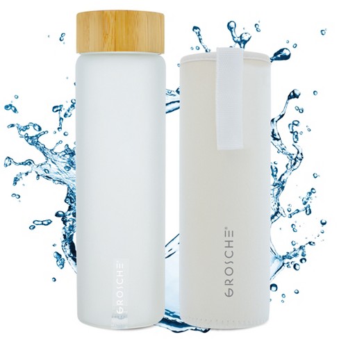JoyJolt Glass Tumbler Water Bottle with Straws & Silicone Sleeve