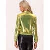 INSPIRE CHIC Women's Holographic Shiny Long Sleeve Metallic Zip Front Track Jacket - 4 of 4